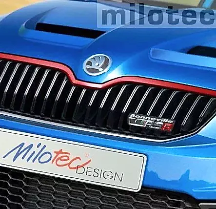 3D RED SPORT samolepka na přední masku Škoda Octavia III (2013) - Milotec 